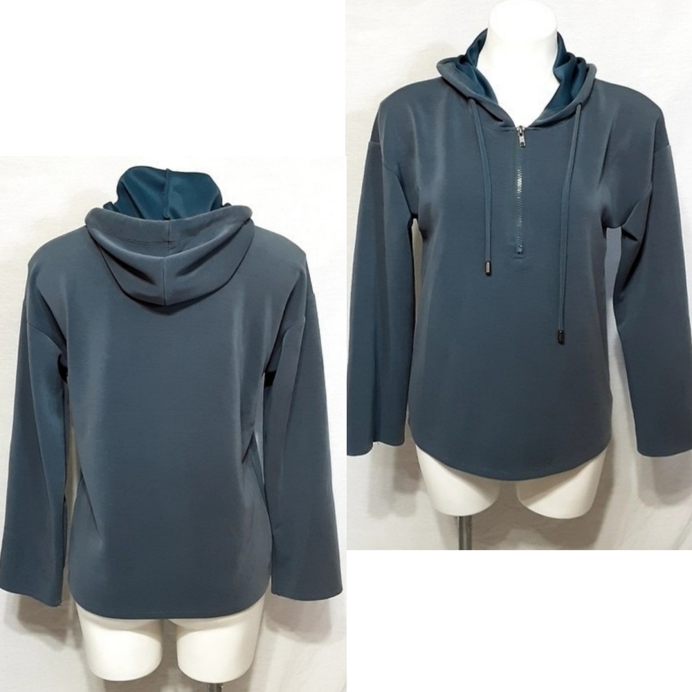 Rachel Zoe Quarter Zip Hoodie Pullover Long Sleeve Sweater Top Small Soft Comfy